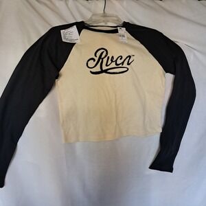 RVCA Graphic Tee Brown Eyed‎ Karma Long Sleeve Baseball Top Size M